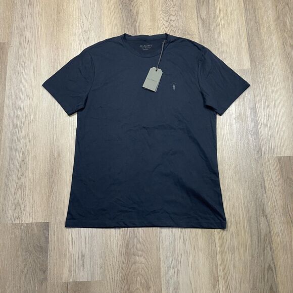 AllSaints Shirt Mens Large Black Ramskull Regular Fit Crewneck Embroidered Tee - Picture 1 of 9